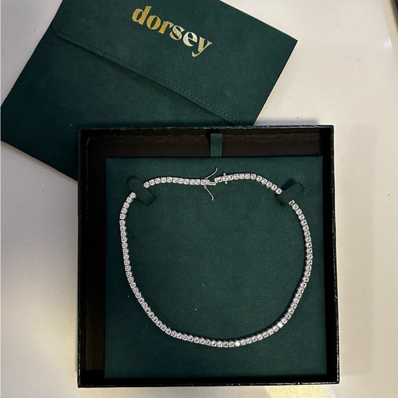 Tennis Necklace 15” DORSEY KATE ROUNDCUT WHITE SAPPHIRE SILVER RIVIÈRE NECKLACE - Picture 8 of 12
